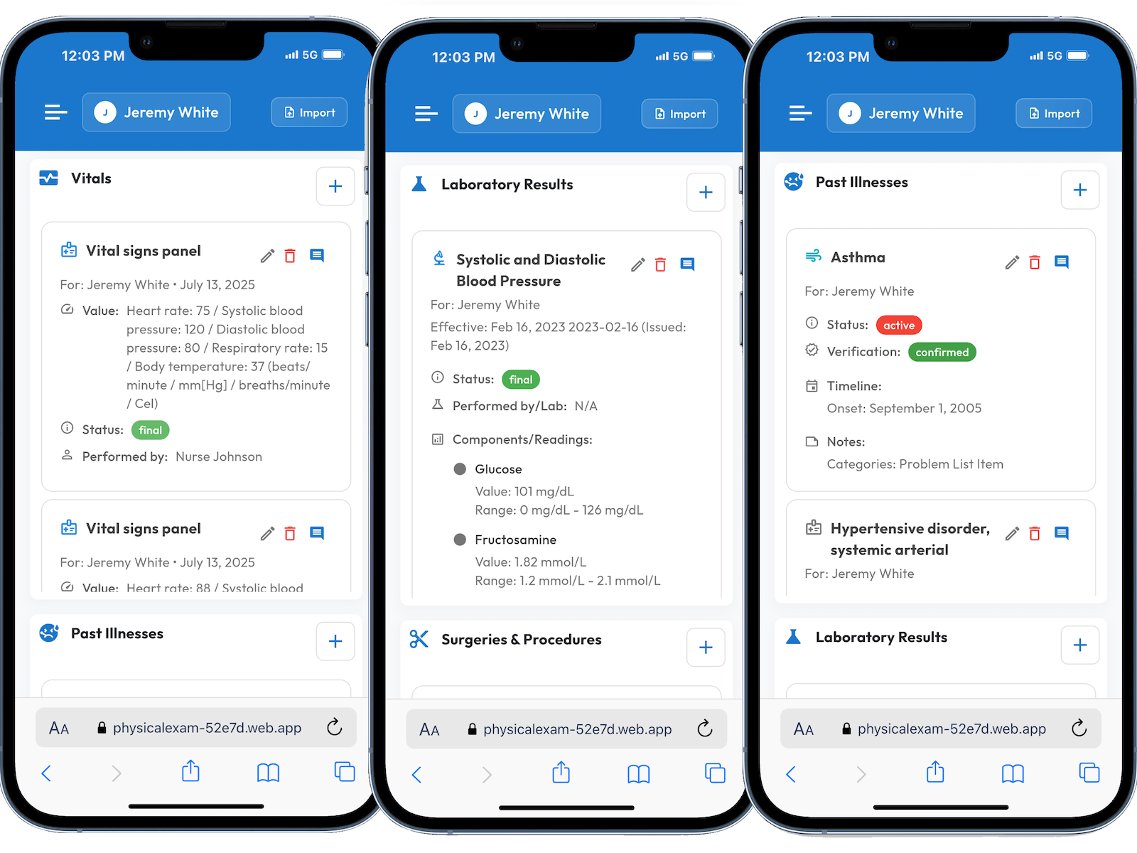 Medical records on a tablet